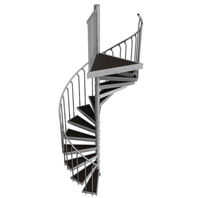 Escada exterior / Escada em espiral Ø 225 cm | Alturas : 252 - 269 cm | Revestimento dos degraus em WPC