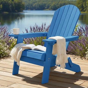 Chaise Adirondack AXI Carmen En Bois Beige Or - Fauteuil Jardin Extérieur 90x78x93 Cm