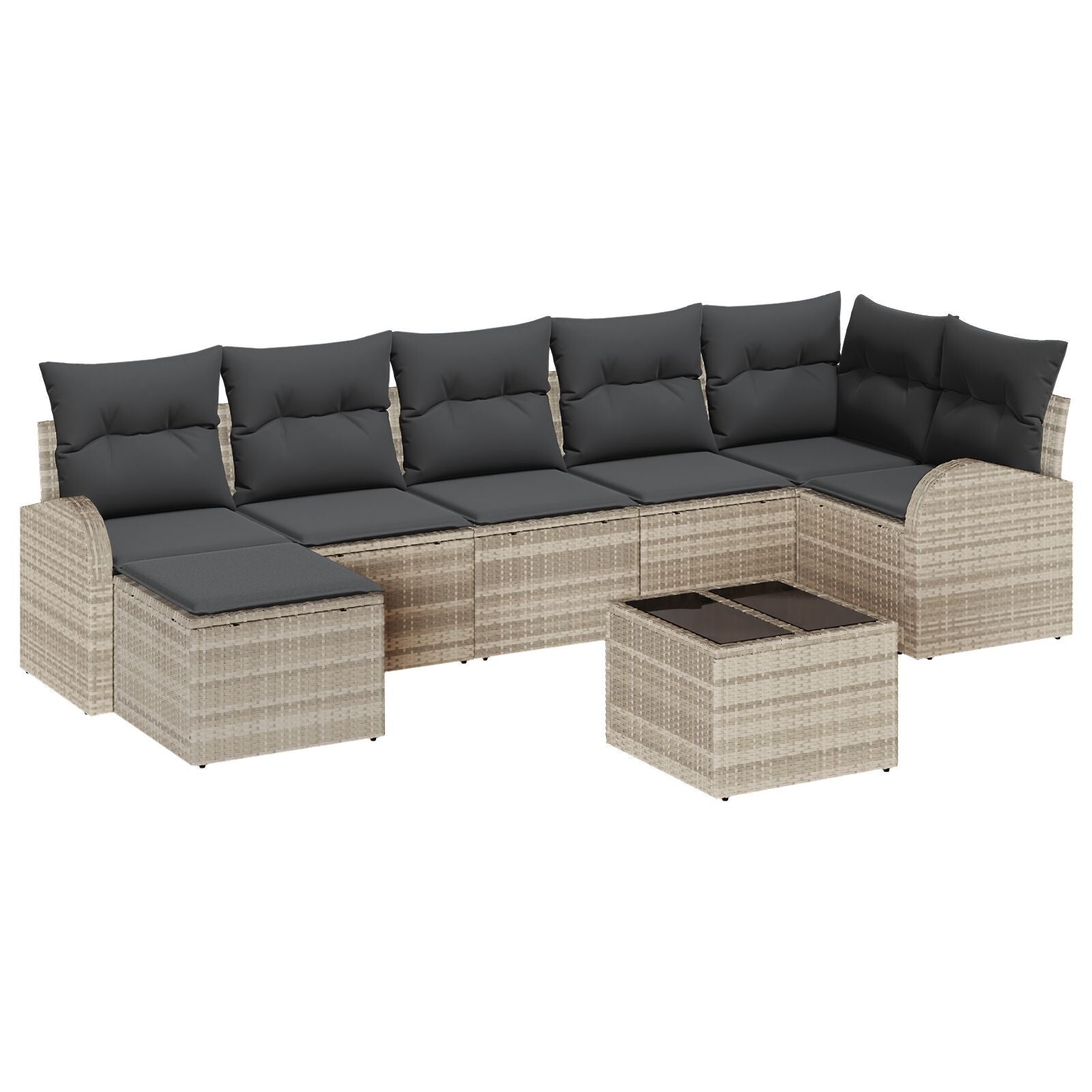 Zestaw Sof z poduszką 8 pcs Jasnoszary polirattan vidaXL