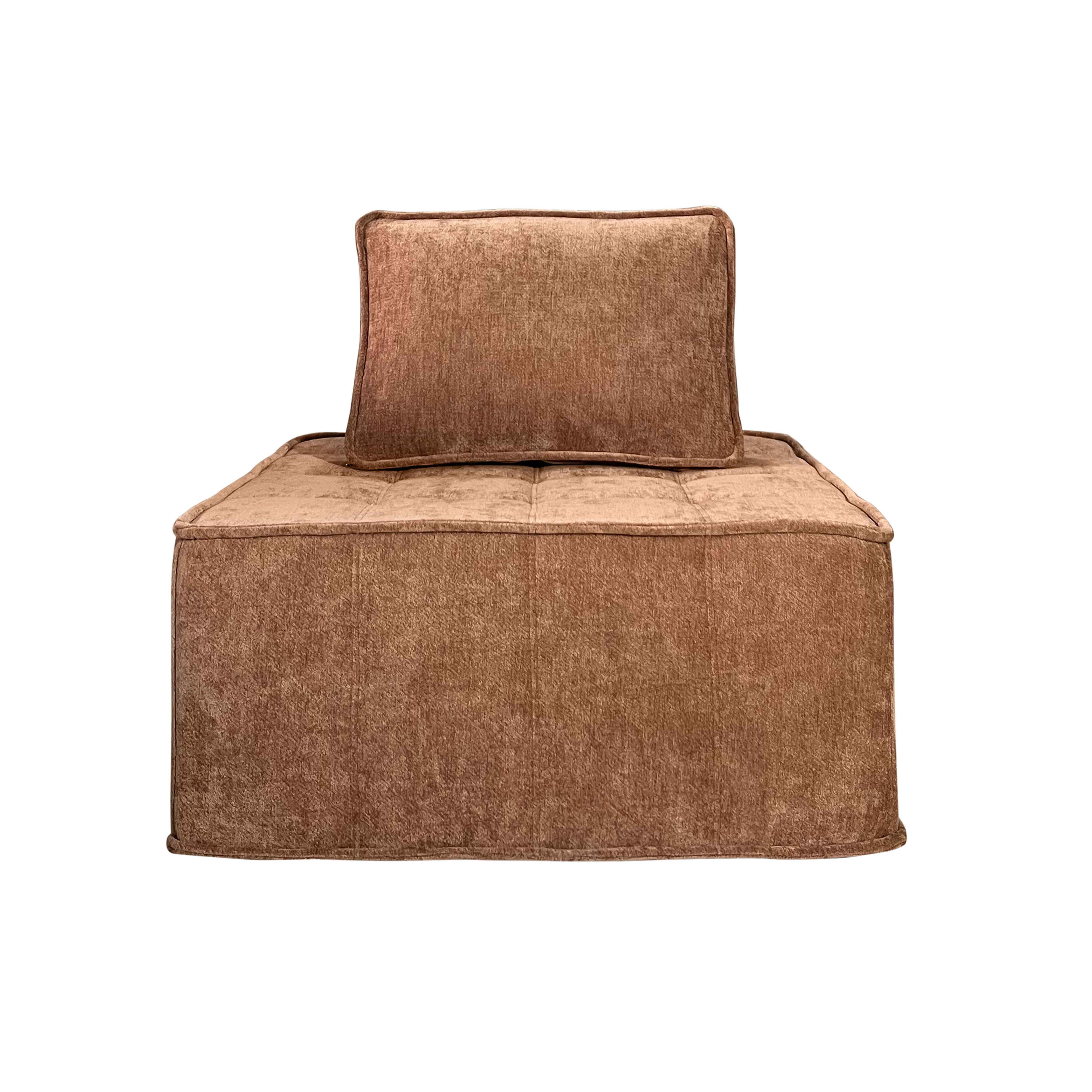 Canapé modulable 3 places en tissu avec coussins terracotta L 255 cm , Tiby - Oviala - 6