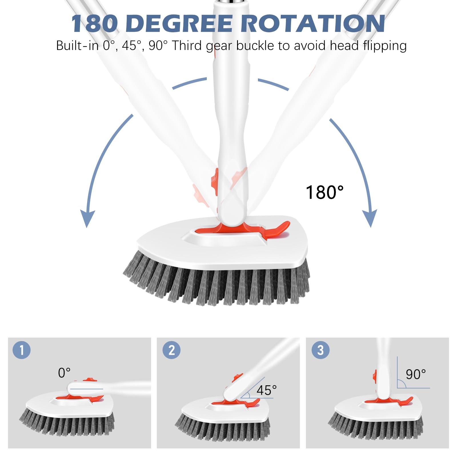 Brosse de terrasse, brosse de nettoyage pour baignoire, extensible de 60 à 133 cm, pour salle de bain, sols et baignoires. - 3
