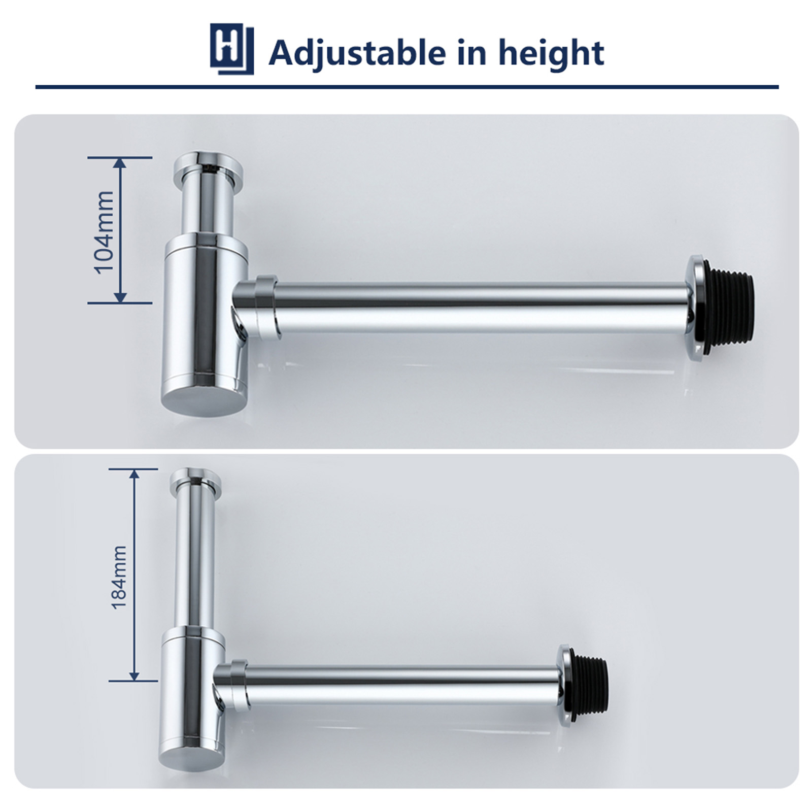 Siphon de Lavabo en Acier Inox Siphon pour vasque et lavabo hauteur réglable Set de Siphon G1-1-4