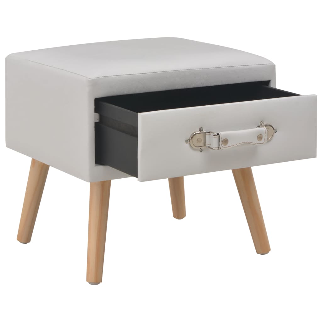 Table de chevet，Table d'appoint, Table de nuit pour Salon Chambre Blanc 40x35x40 cm Similicuir579632 - 2