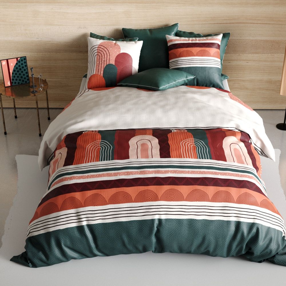 Housse de couette 220x240 cm + 2 taies d'oreiller carrées 100% Coton 57 fils Galyo - 4