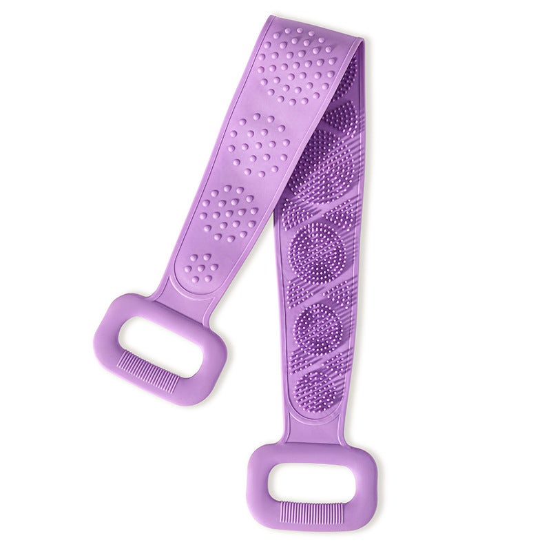 Peelingująca szczotka do pleców - długa szczotka do ciała - dwustronna - 70 cm - szczotka do pleców - silikonowa drapaczka, fioletowa
