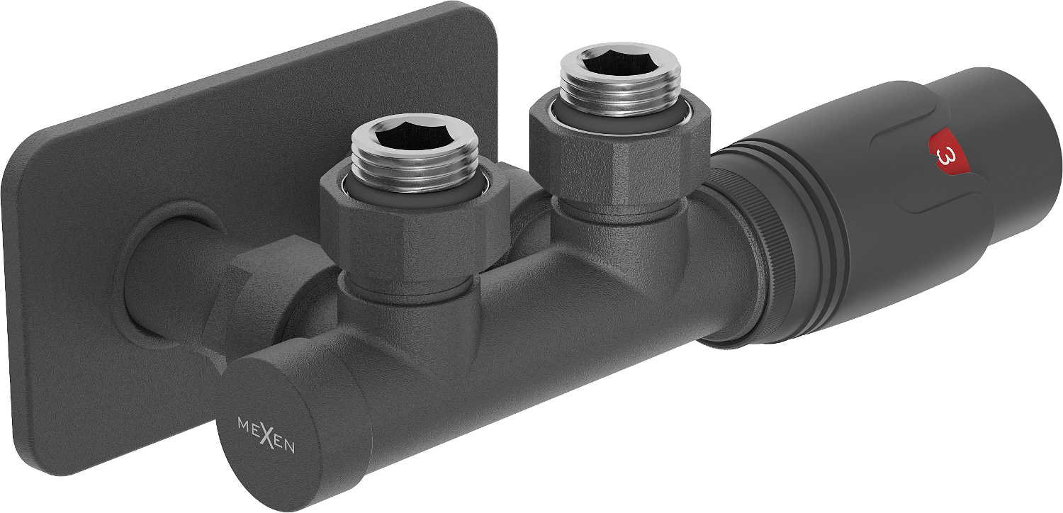 Mexen G00 zestaw termostatyczny kątowy z maskownicą S, Duplex, DN50, antracyt - W907-900-910-66