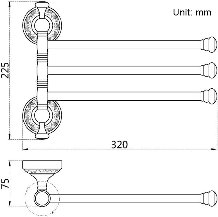 Porte-Serviettes Rétro en Laiton - Modèle à 3 Bras, Élégant et Pratique pour Salle de Bain - 2
