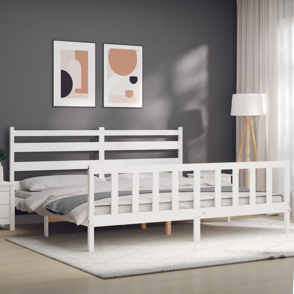 Maison Exclusive - Cama sem colchão 200x200 cm madeira de pinho maciça branco - 4