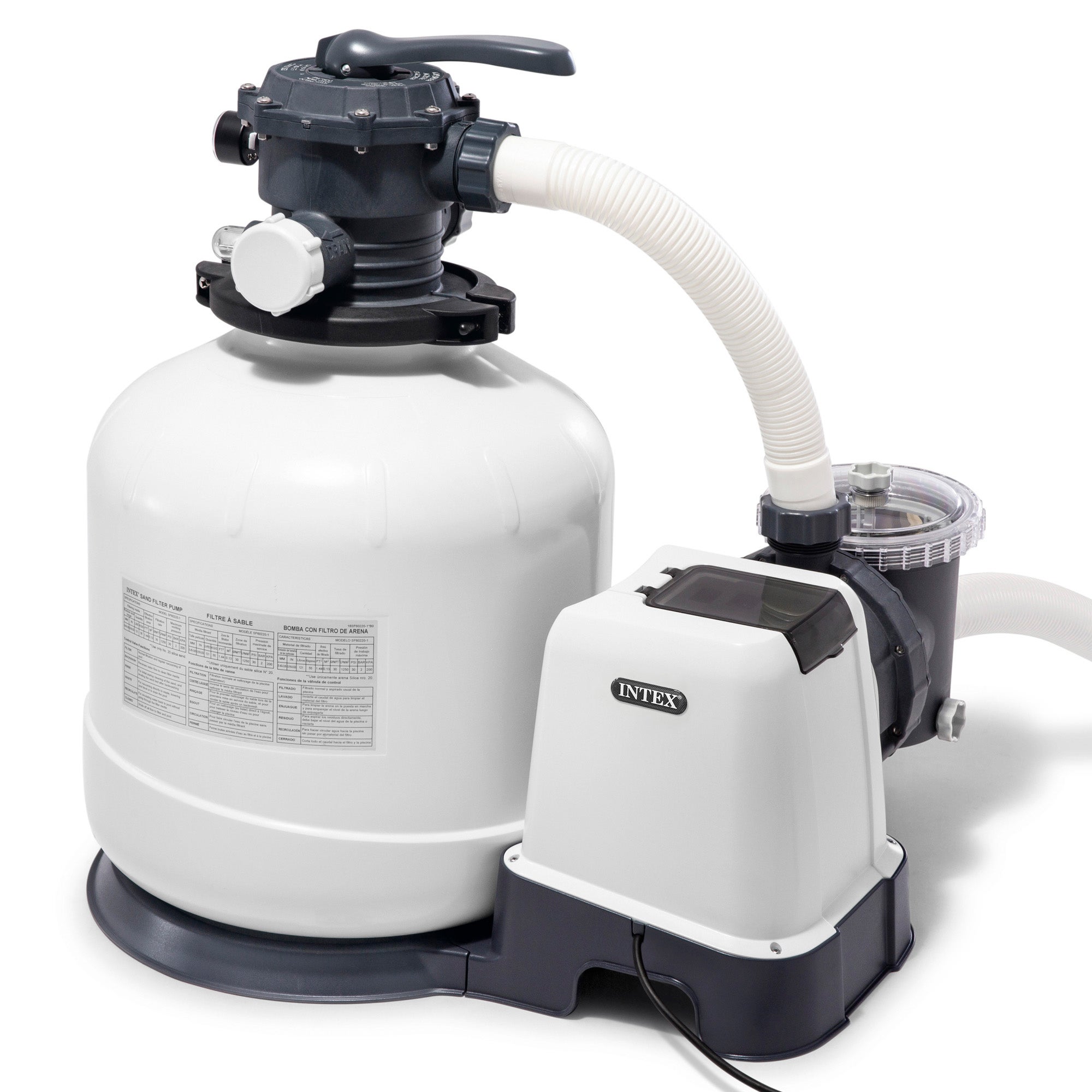 Intex 26652 – Pompa Filtro a Sabbia Krystal Clear, Flusso d'Acqua 12000 L/h, Flusso di Sistema 9200 L/h, Plastica, Bianco - 7
