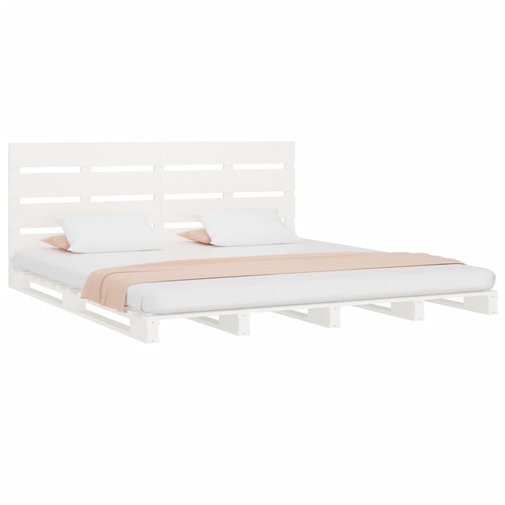 Cadre de lit sans matelas en bois massif de pin blanc pour la chambre, 200 × 200 cm - 4