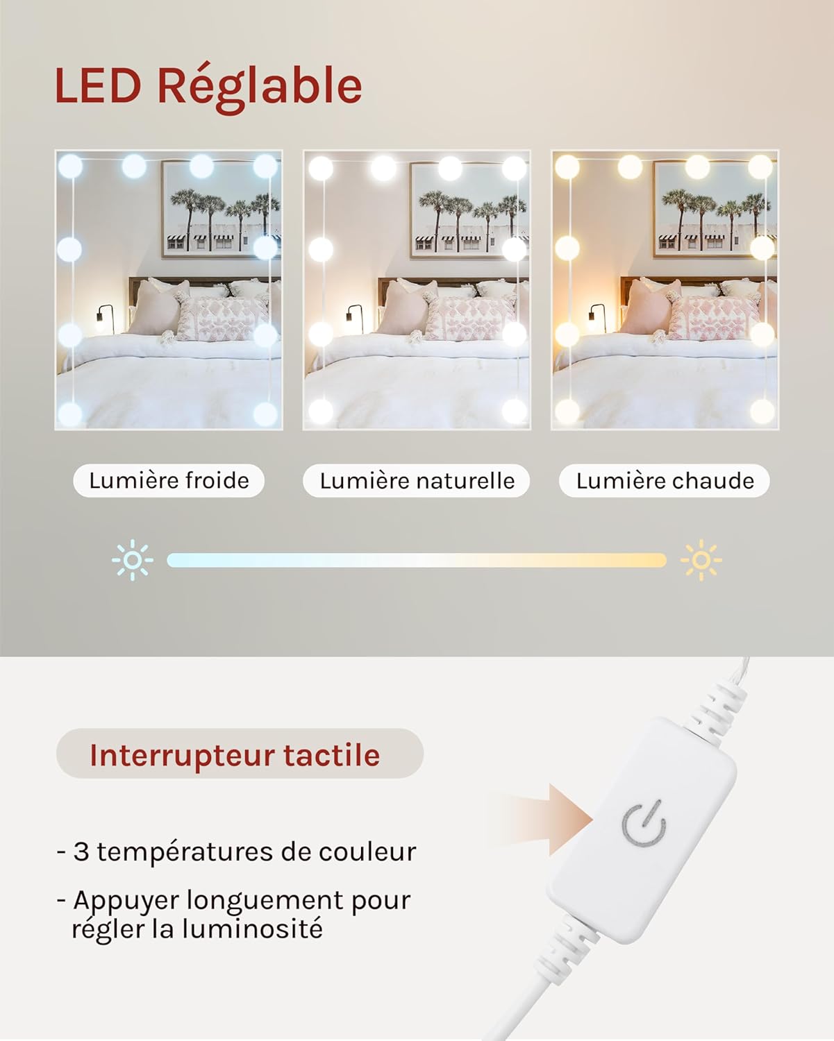 Coiffeuse avec miroir en MDF Blanc H. 135 x l. 40 x P. 40 cm - 3