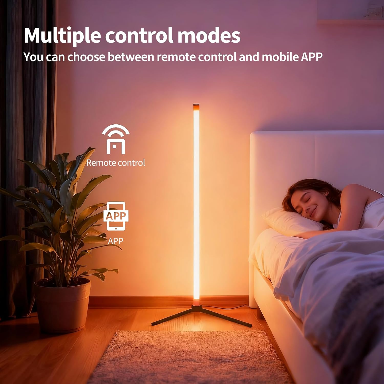 Lampadaire LED d'Angle RGB, 120cm Lampe sur Pied Salon avec APP Contrôle et Télécommande, Bluetooth Lampe pour la Décoration de Fête - 2