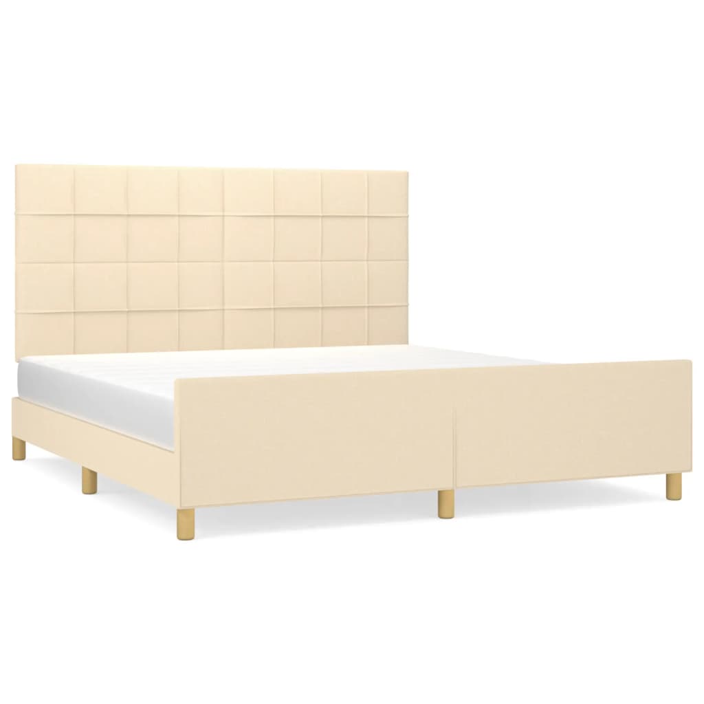 Cadre de lit sans matelas crème 180 x 200 cm en tissu - 2