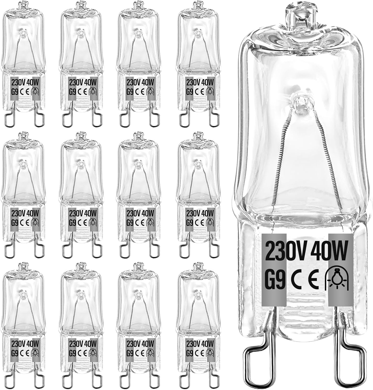Zestaw 12 żarówek halogenowych G9 40 W, 230 V, 2 700 K, LED G9, biały ciepły