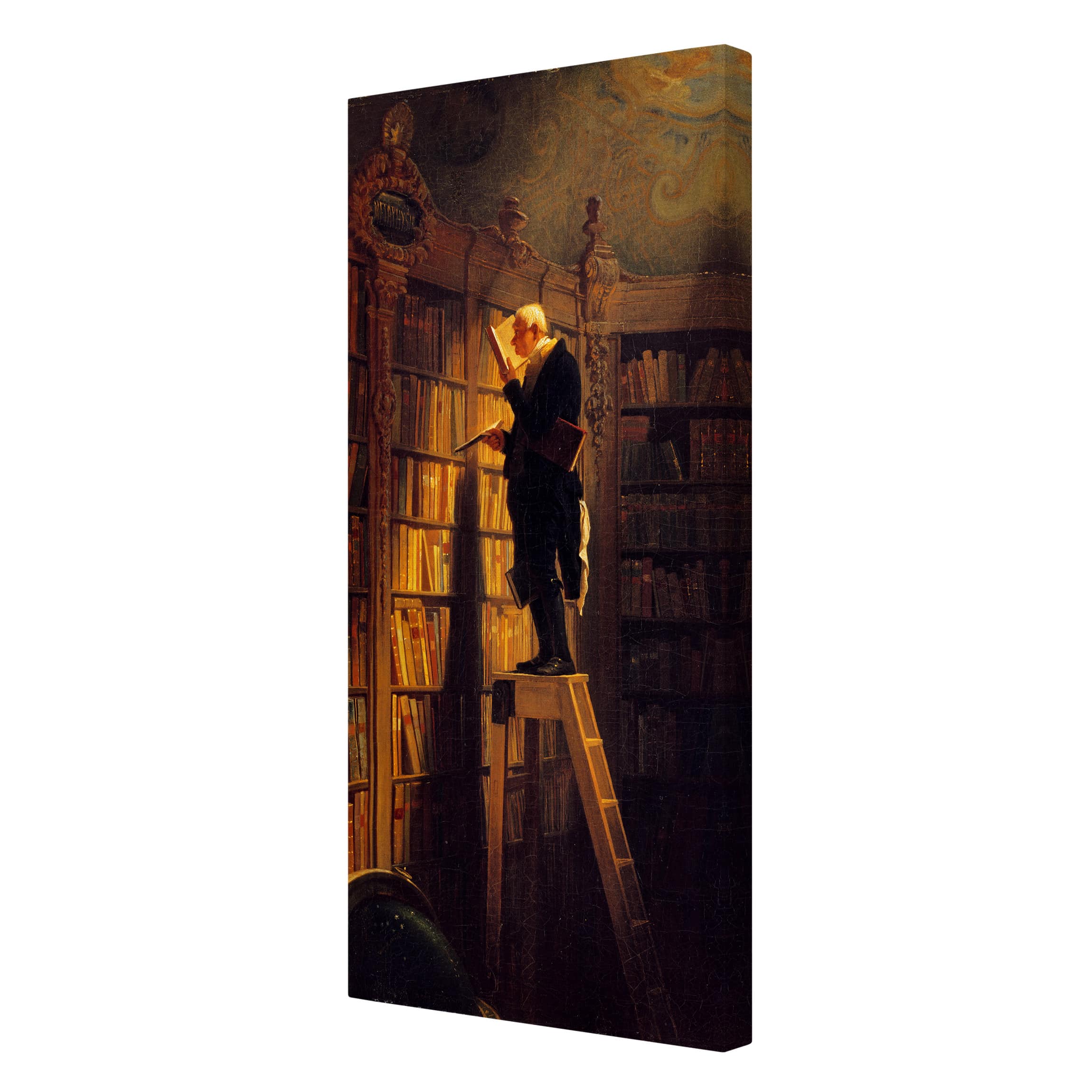 Impression sur toile tableau sur toile châssis marron Carl Spitzweg femme portrait peinture 201 chambre à coucher salon couloir 60 x 120 cm - 6