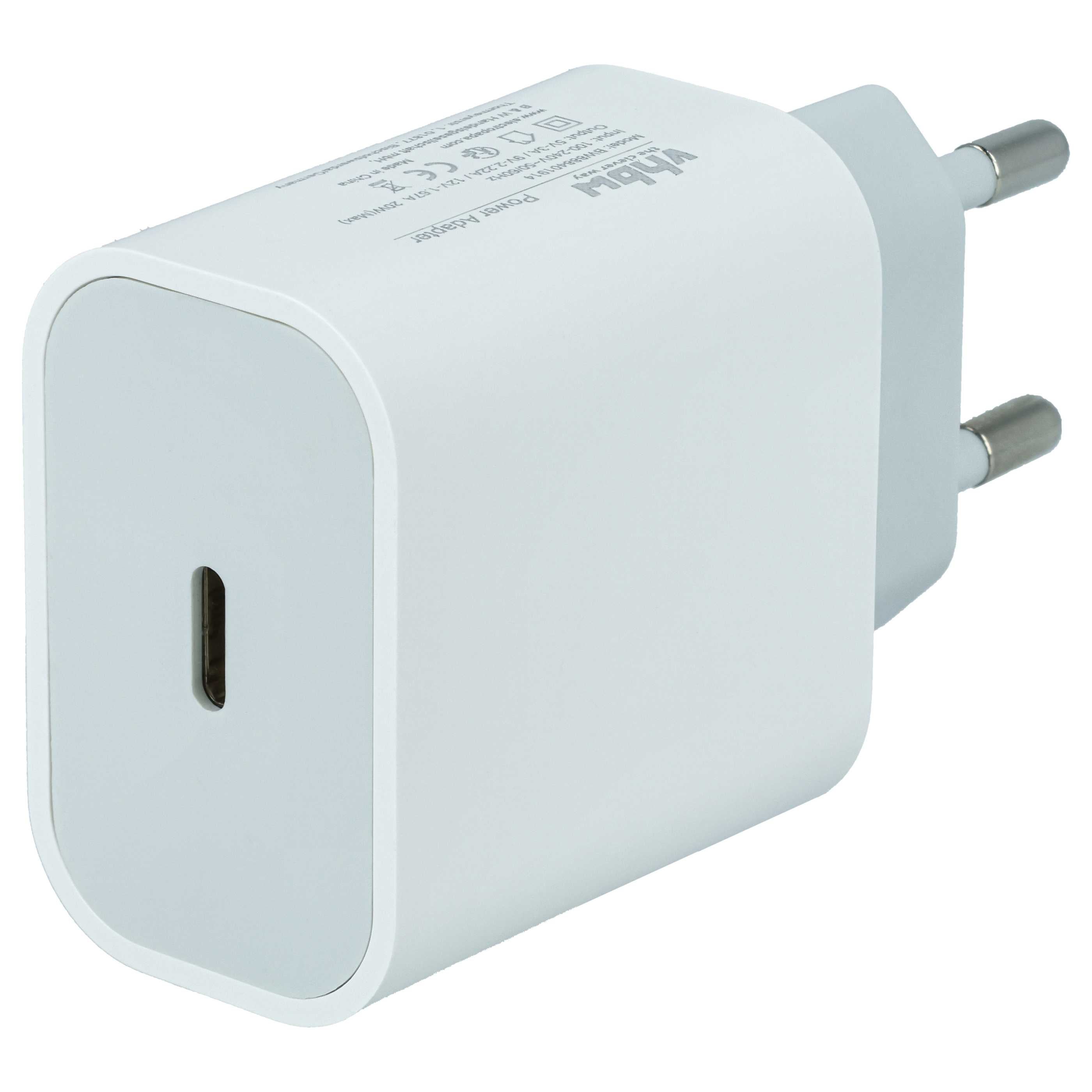 vhbw Chargeur secteur USB C compatible avec Apple AirPods, iPod - Adaptateur prise murale - USB (max. 9 / 12 / 5 V), blanc - 3