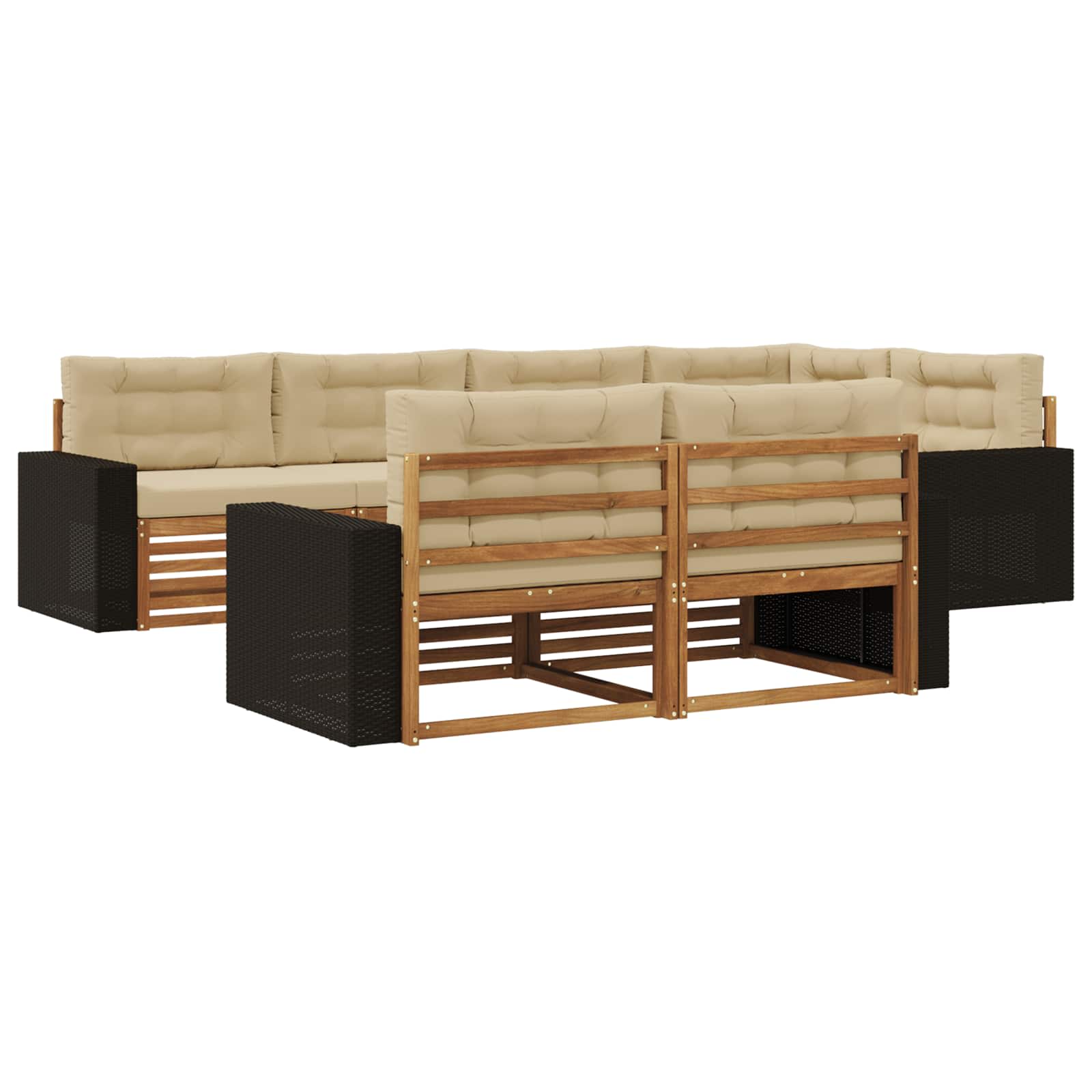 Ensemble de canapés d'extérieur, 7 pièces, naturel et beige, pour la terrasse - 2