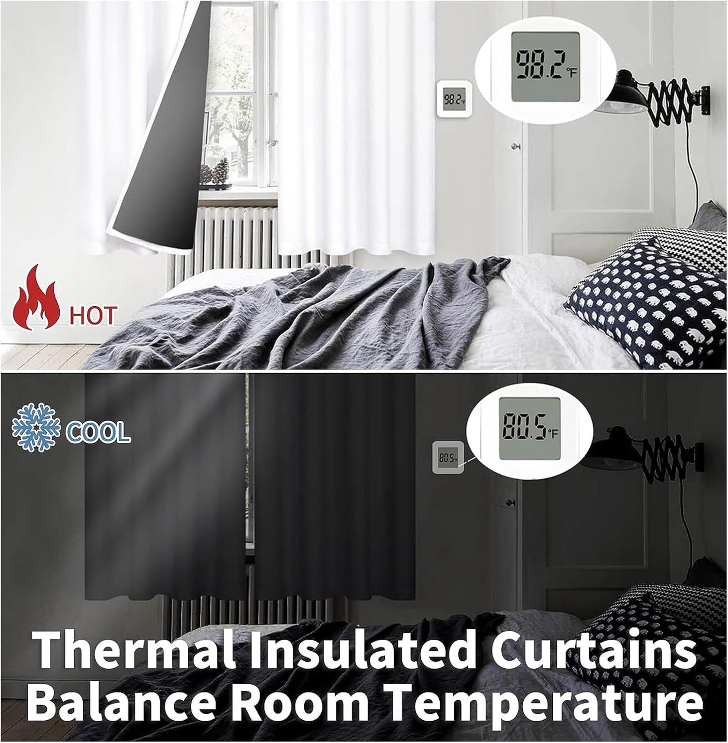 Rideau Thermique Rideau Occultant Draperies à Oeillets 100% Lumiere Bloquer Anti Bruit Anti Chaleur/Froid pour l'hiver 1 PCS L132×H160cm - 4
