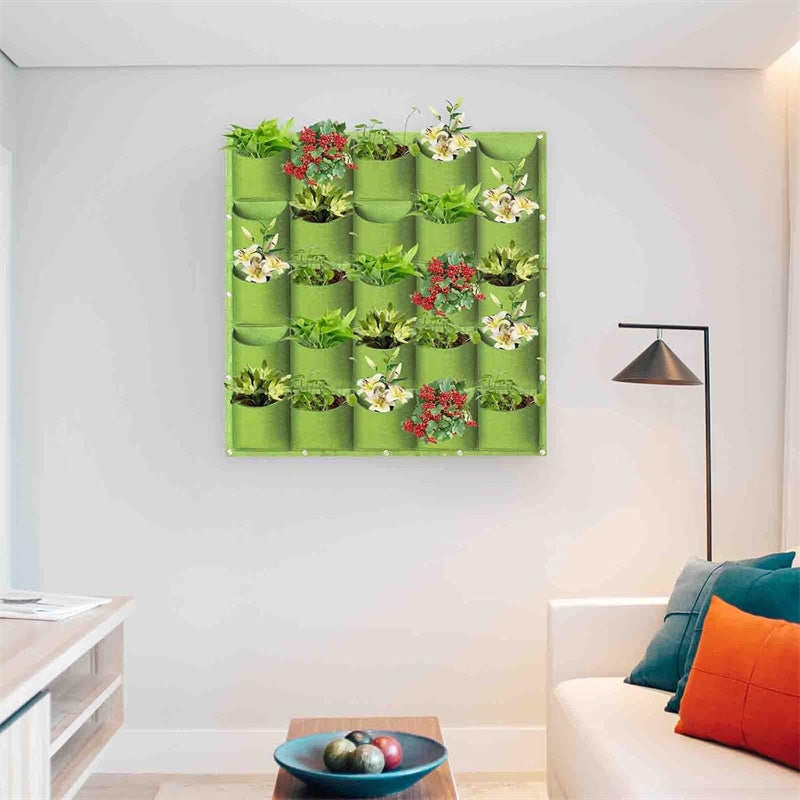 Sacs de culture suspendus, jardinière murale verticale, sac de culture mural pour décoration murale de plantes intérieures et extérieures, 25 poches - 7