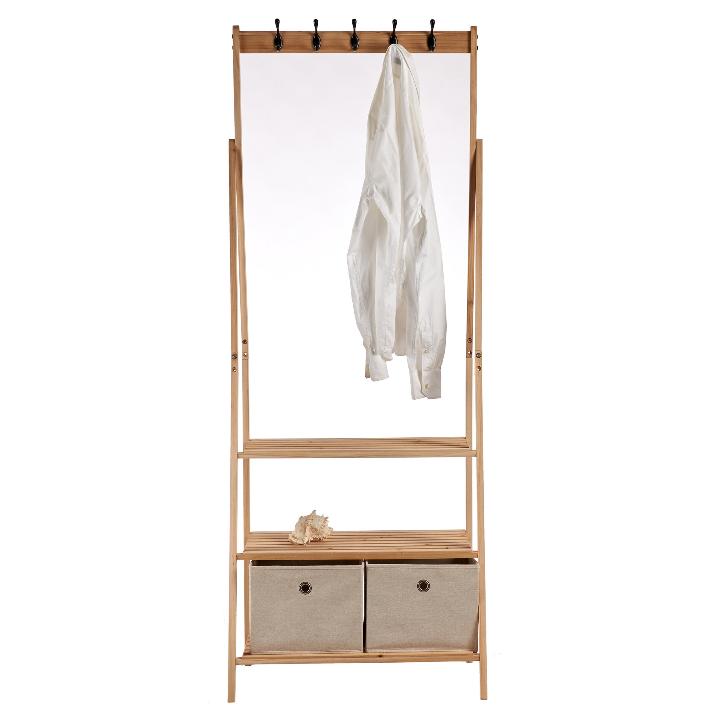 porte-manteaux Beige Marron Bois Tissu (40,5 x 175 x 67 cm) - 3