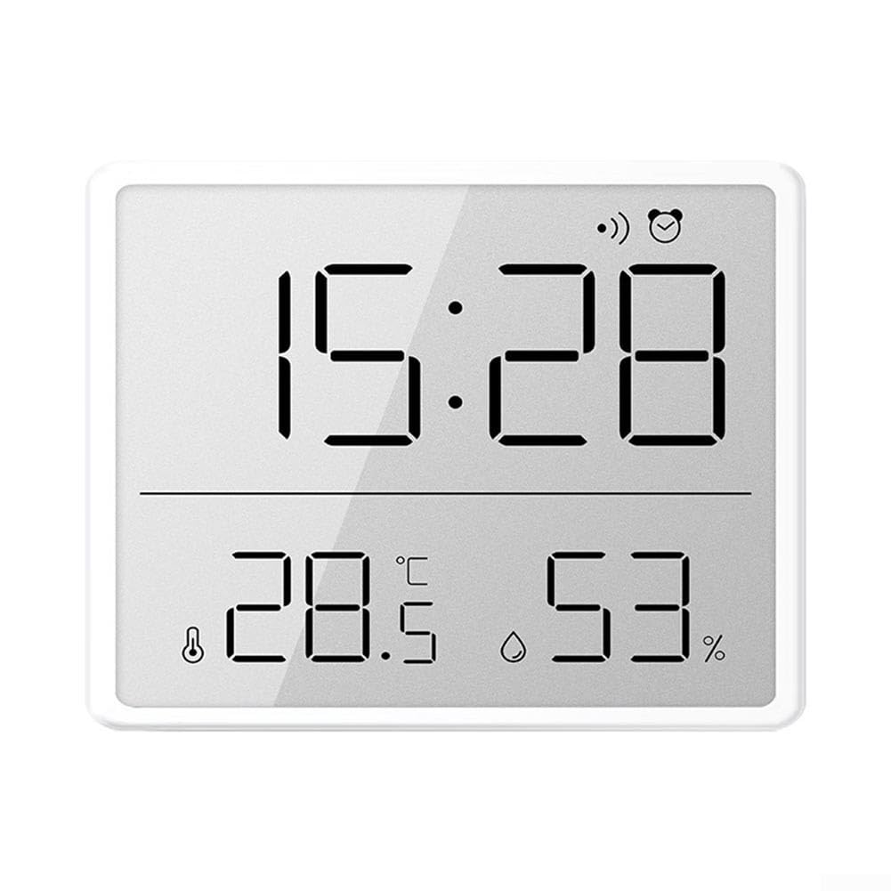 Wielofunkcyjny termometr higrometr - elektroniczny zegar temperatury i wilgotności - uchwyt ścienny LCD - biały