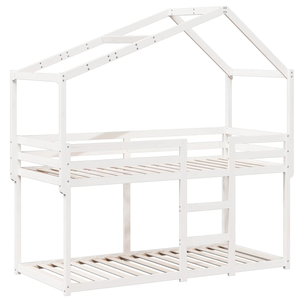 Lit superposé avec toit blanc 75x190 cm bois massif de pin - 3