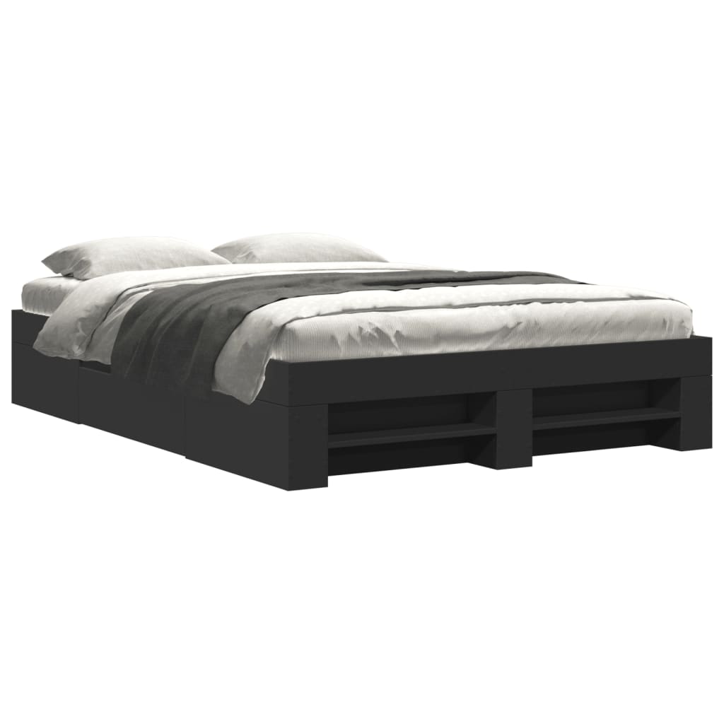 Struttura Letto 140x190 Cm Con Testiera Imbottita – LED RGB, Prese USB E CA, 2 Cassetti, Bianco, In Metallo