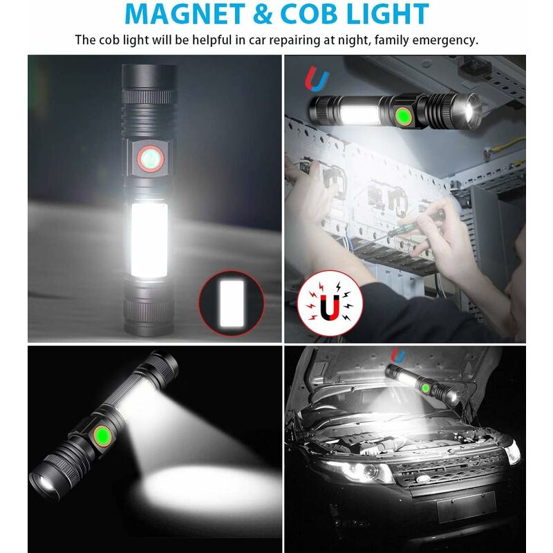 Torche d'inspection d'urgence pliable multifonctionnelle, lampe de poche rechargeable pour la réparation automobile, lampe de poche électrique à main COB - Chine Lampe de poche, lampe de poche COB