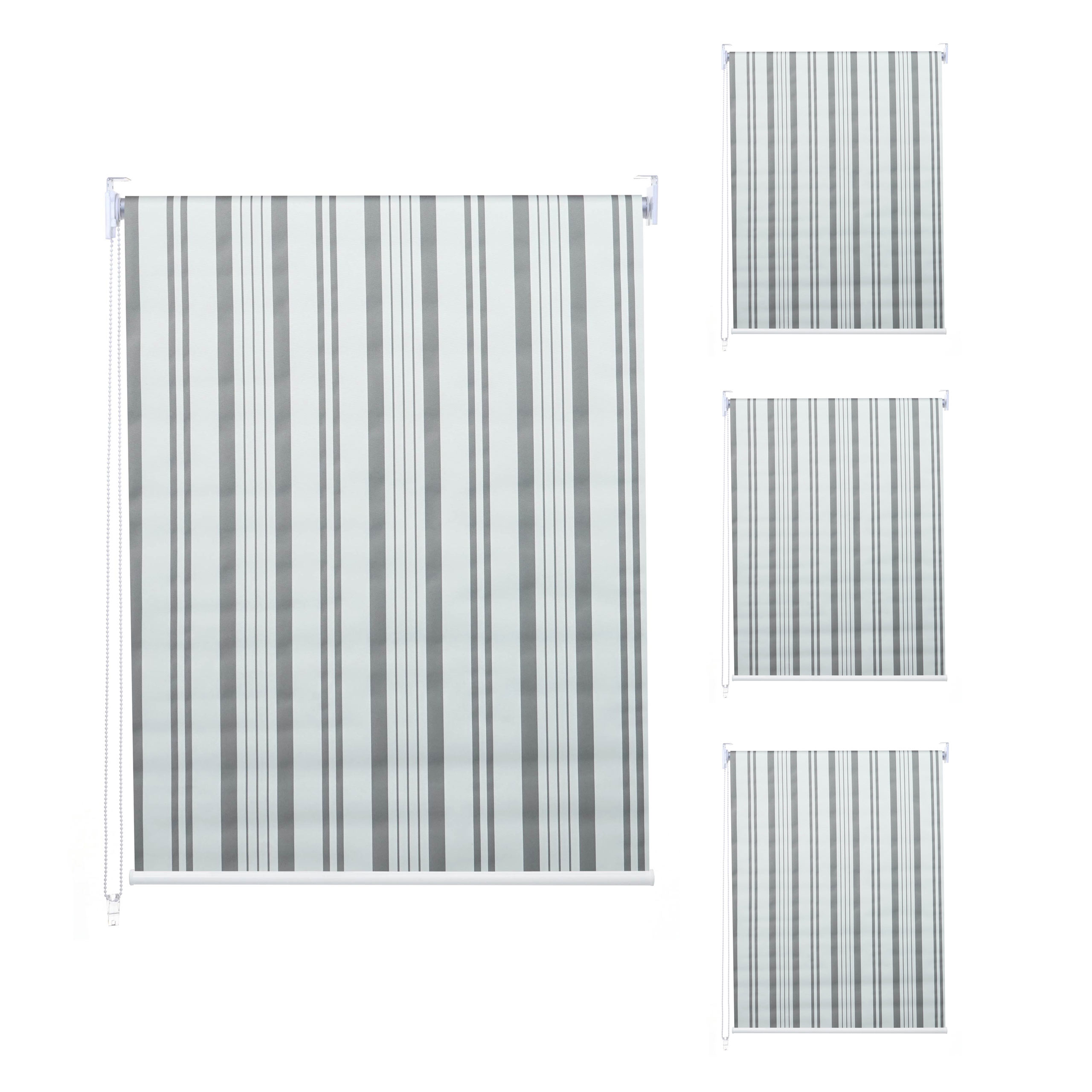 Set de 4 estores enrollables hwc-d52, estor enrollable de ventana de tracción lateral, 120x230cm protección solar opaca ~ gris/blanco