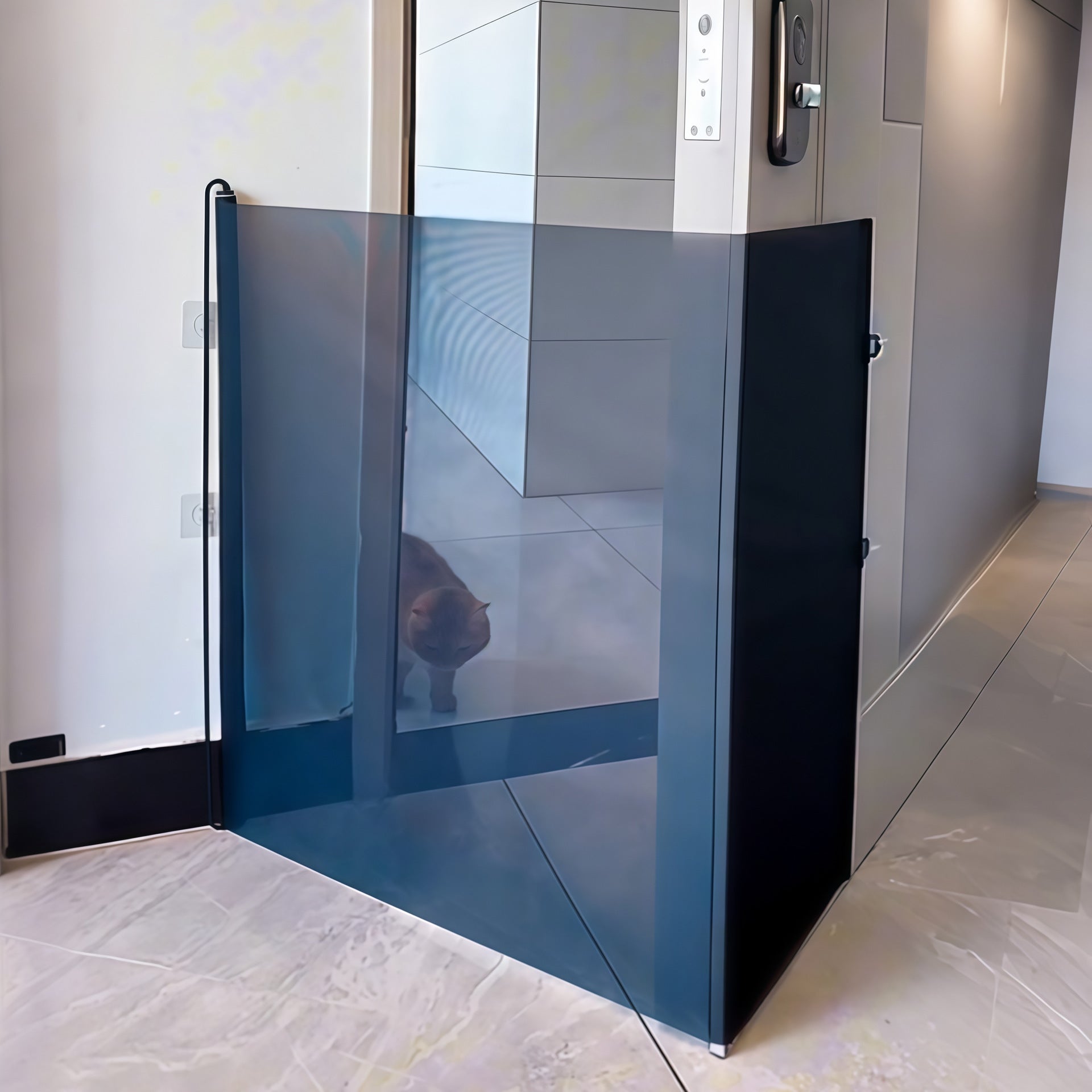 Clôture pour animaux sans perçage, barrière rétractable, passage d'escalier, enclos pour animaux, blanc（110*78cm） - 6