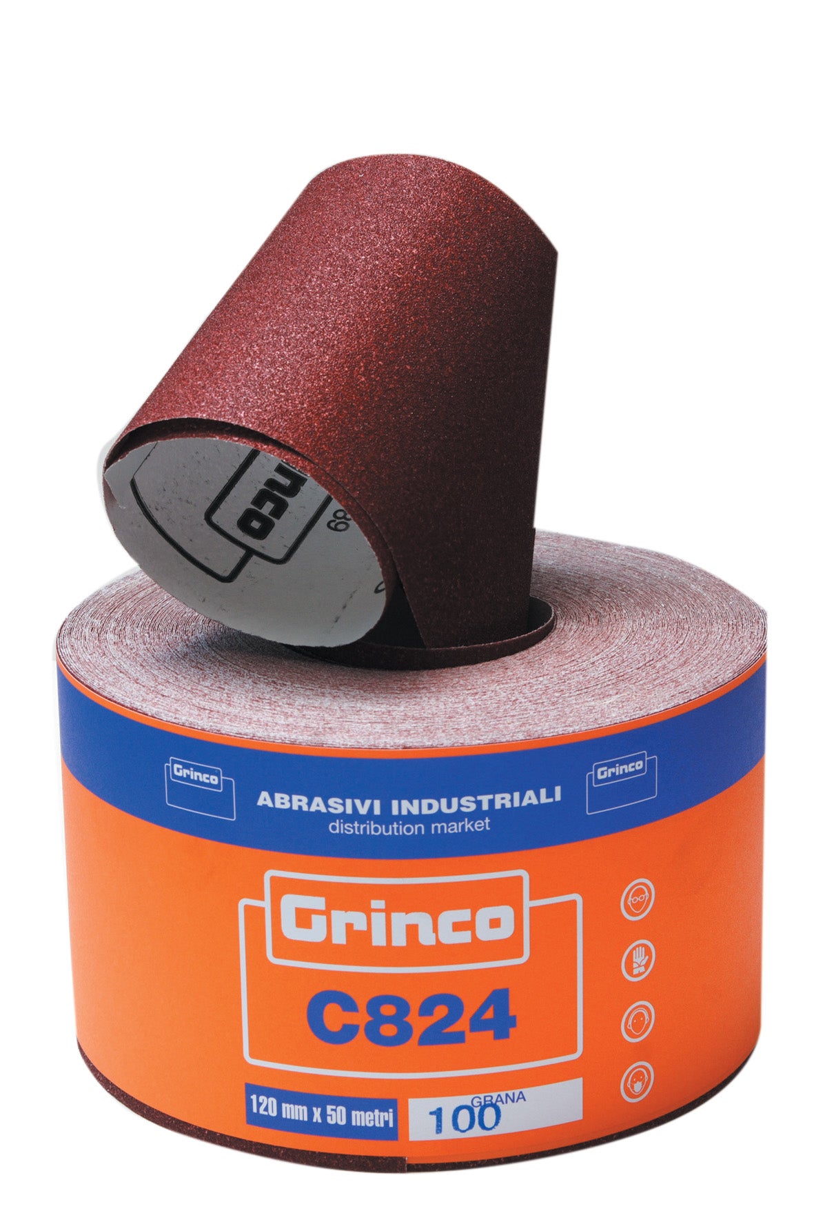 Abrasivi Industriali CARTA ABRASIVA GRINCO C824 CM.11,5 H X 45MT. Grana 50