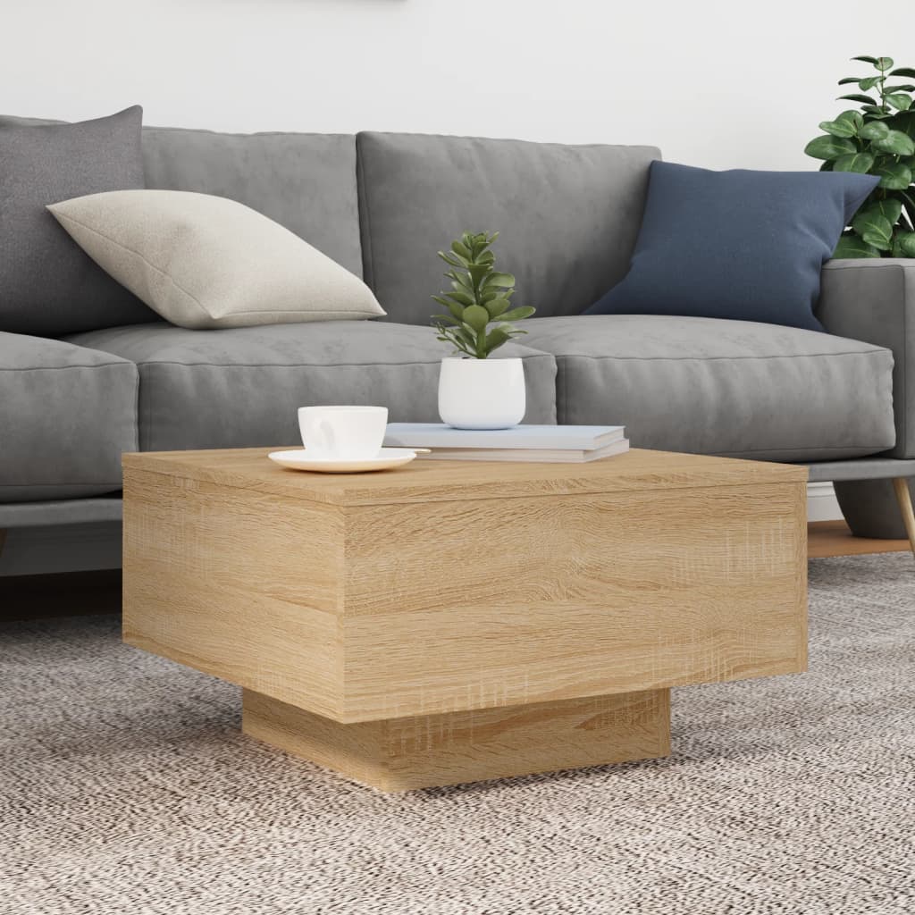 Mesa de centro con luces LED roble Sonoma 55x55x31 cm - 5