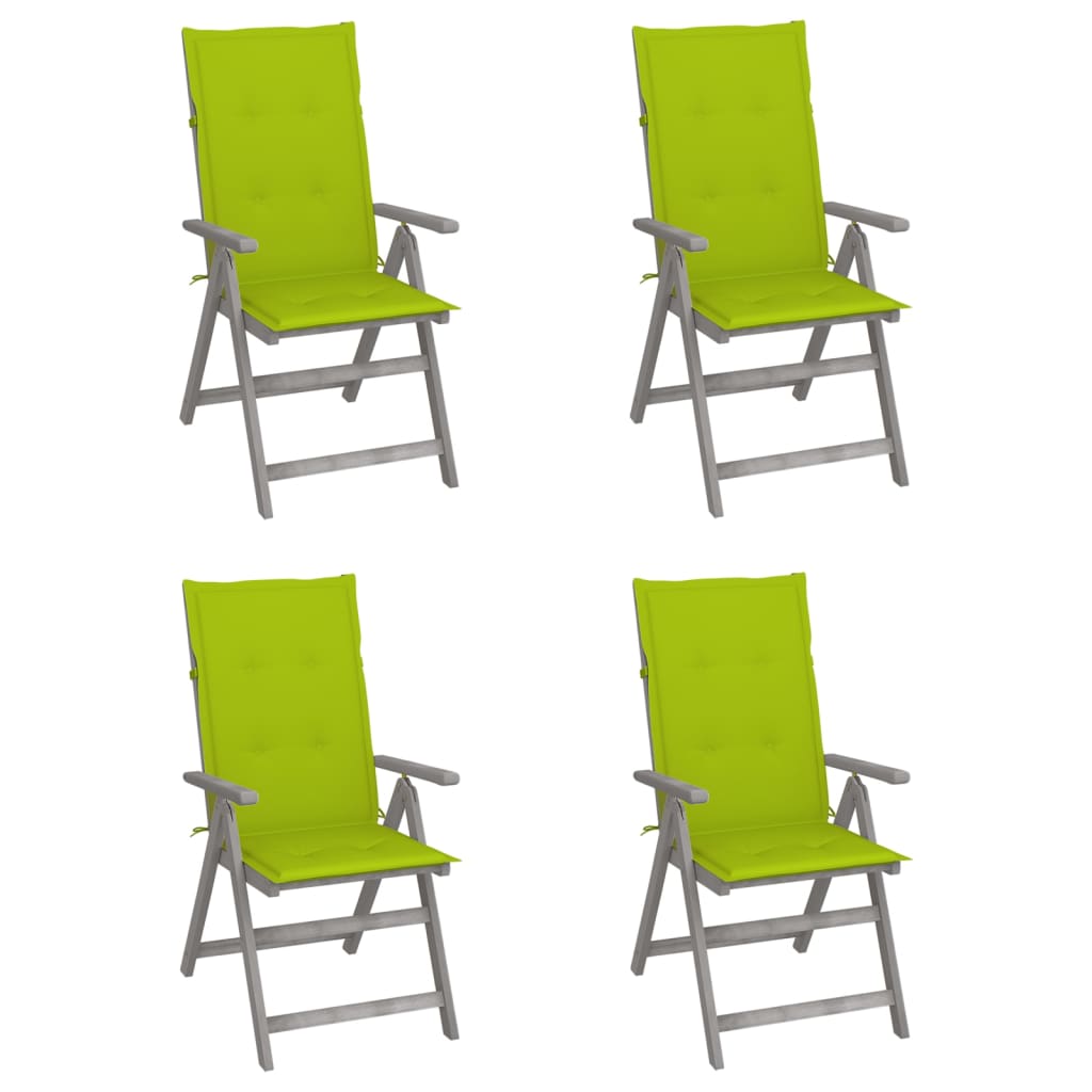 Chaises inclinables de jardin 4 pcs avec coussins Bois d'acacia - 2