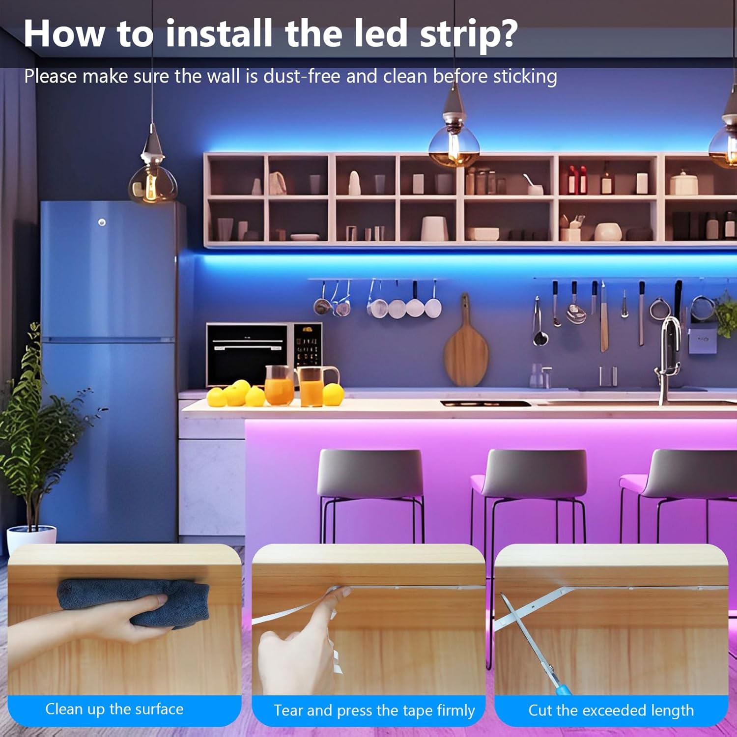 Ruban Led 10m,Bande Led Lumineuse Contrôlé par Bluetooth ou Télécommande 24 Touches, Synchroniser avec Rythme de Musique, RGB Bandeau Led - 4
