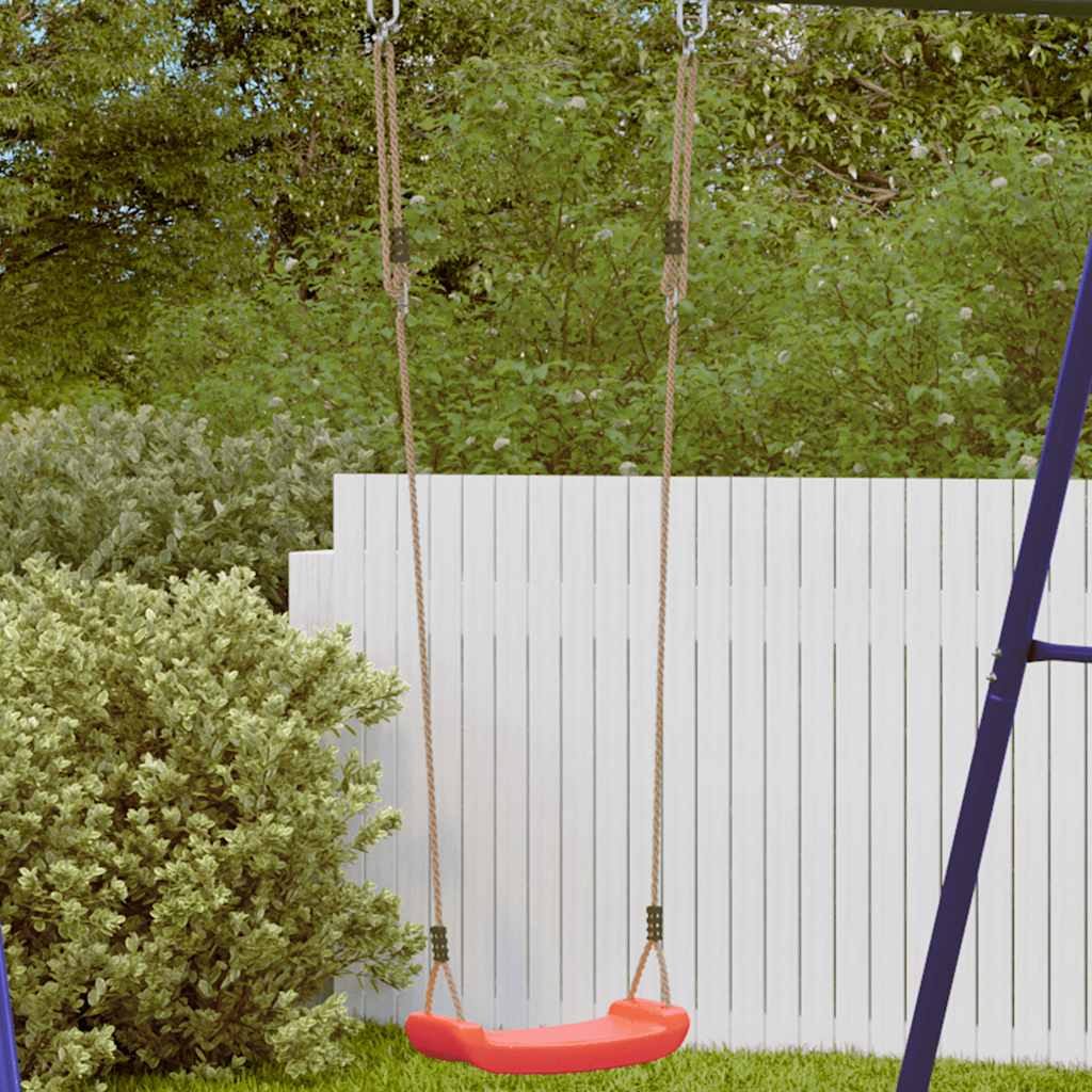 Sedile Altalena Per Bambini In Plastica Rossa Con Corde Regolabili - Gioco Da Giardino Per Esterno, Portata 60kg - 5