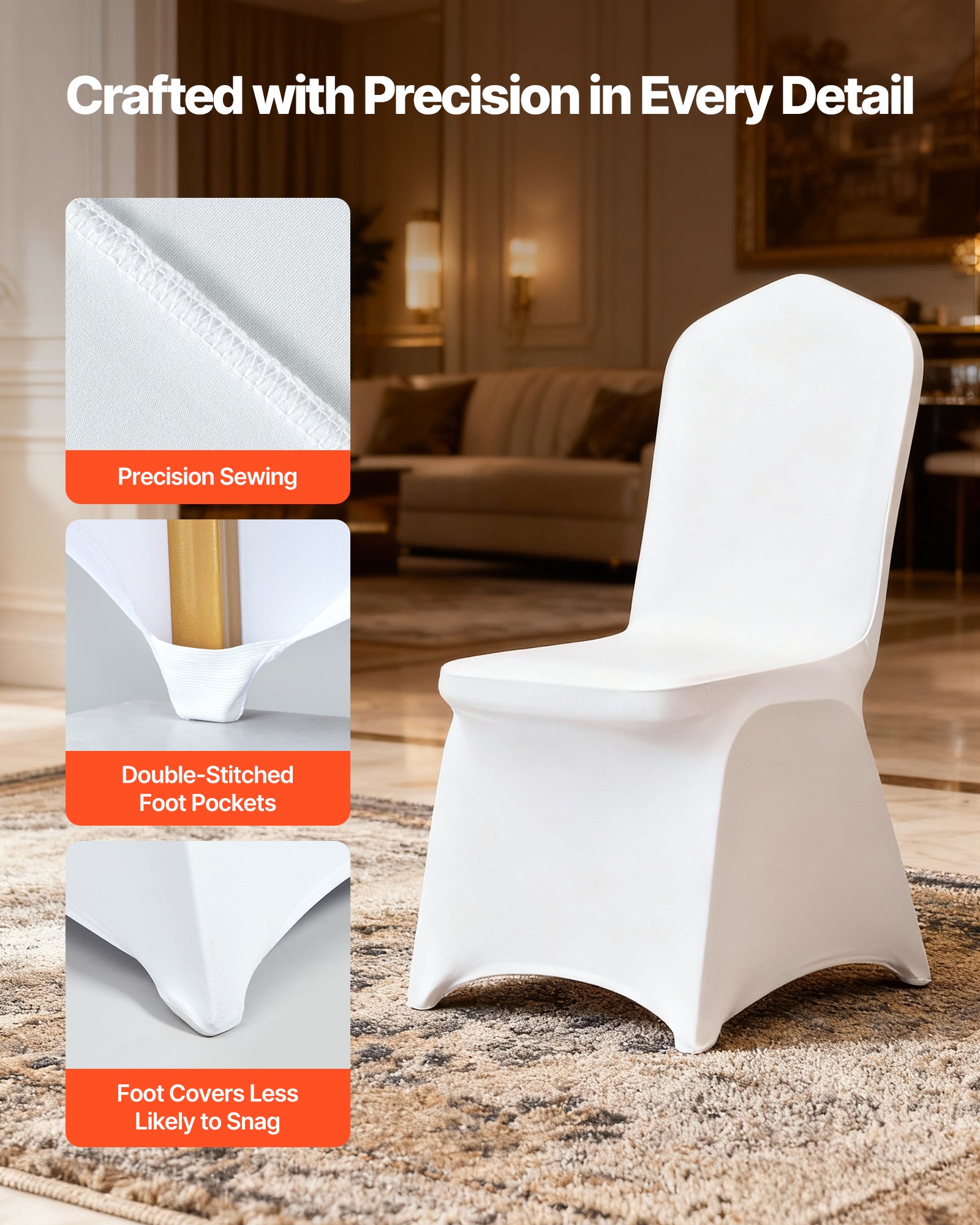 Housse de Chaise VEVOR, 53 Pièces, Extensible Lot de Couverture de Chaise en Polyester et Élasthanne, pour Salle à Manger Mariage Banquet Hôtel Décor - 5