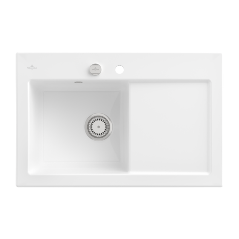 Fregadero 1 seno con escurridor a la derecha villeroy et boch subway pure 45 78 x 51 cm blanco desagüe automático incluido