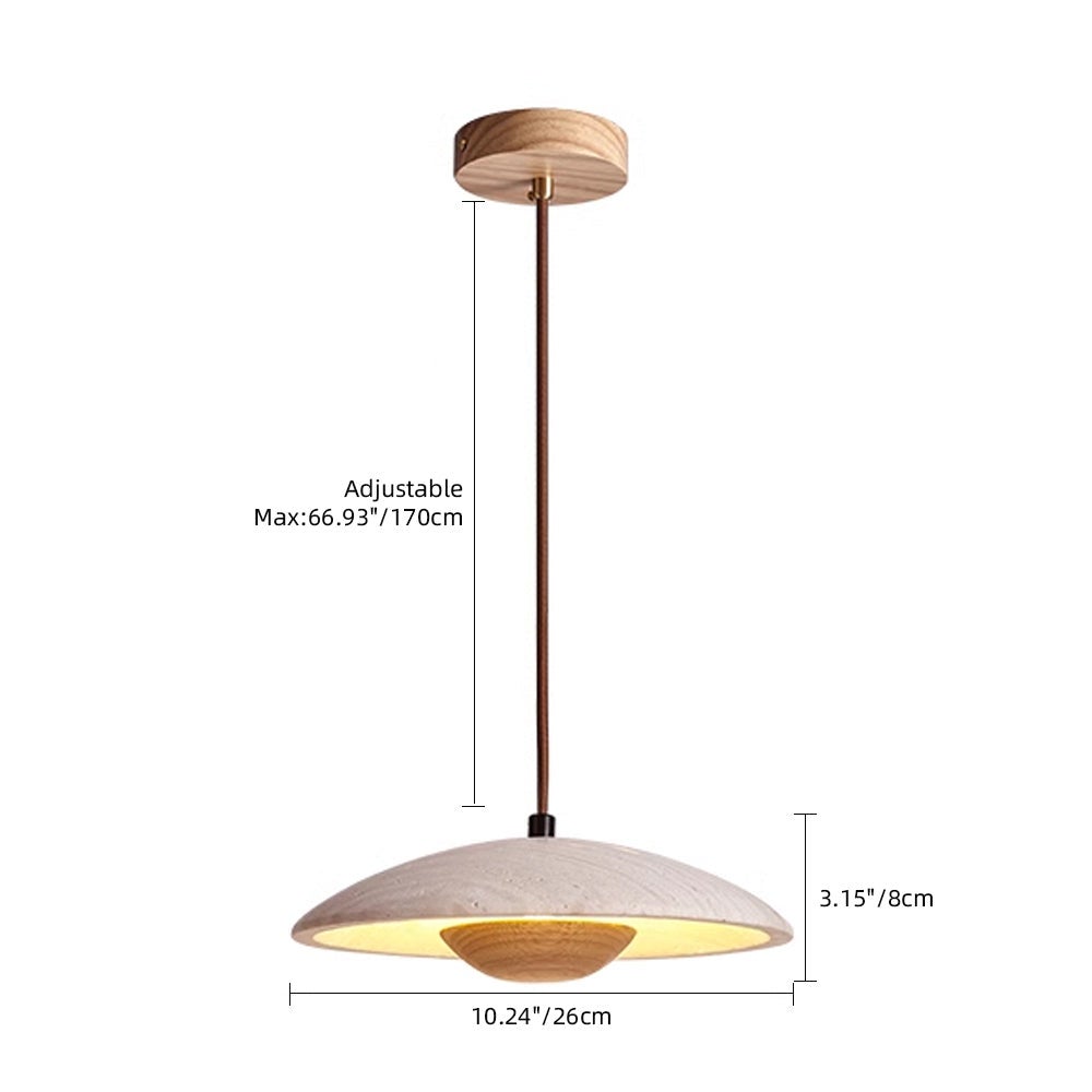 Lustre ARTURESTHOME en pierre et bois, un excellent choix pour l'éclairage des espaces de style moderne, D26 cm x H8 cm,Naturel - 2