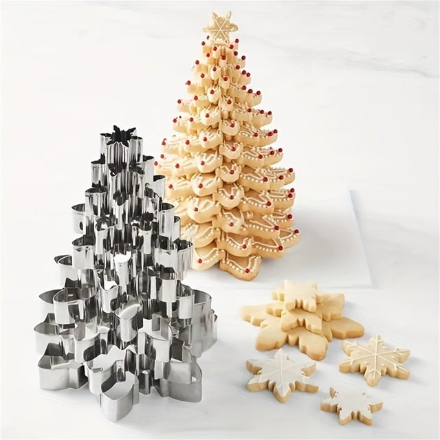 Set De 3 Cortadores Pino Árbol Navideño Acero Inoxidable