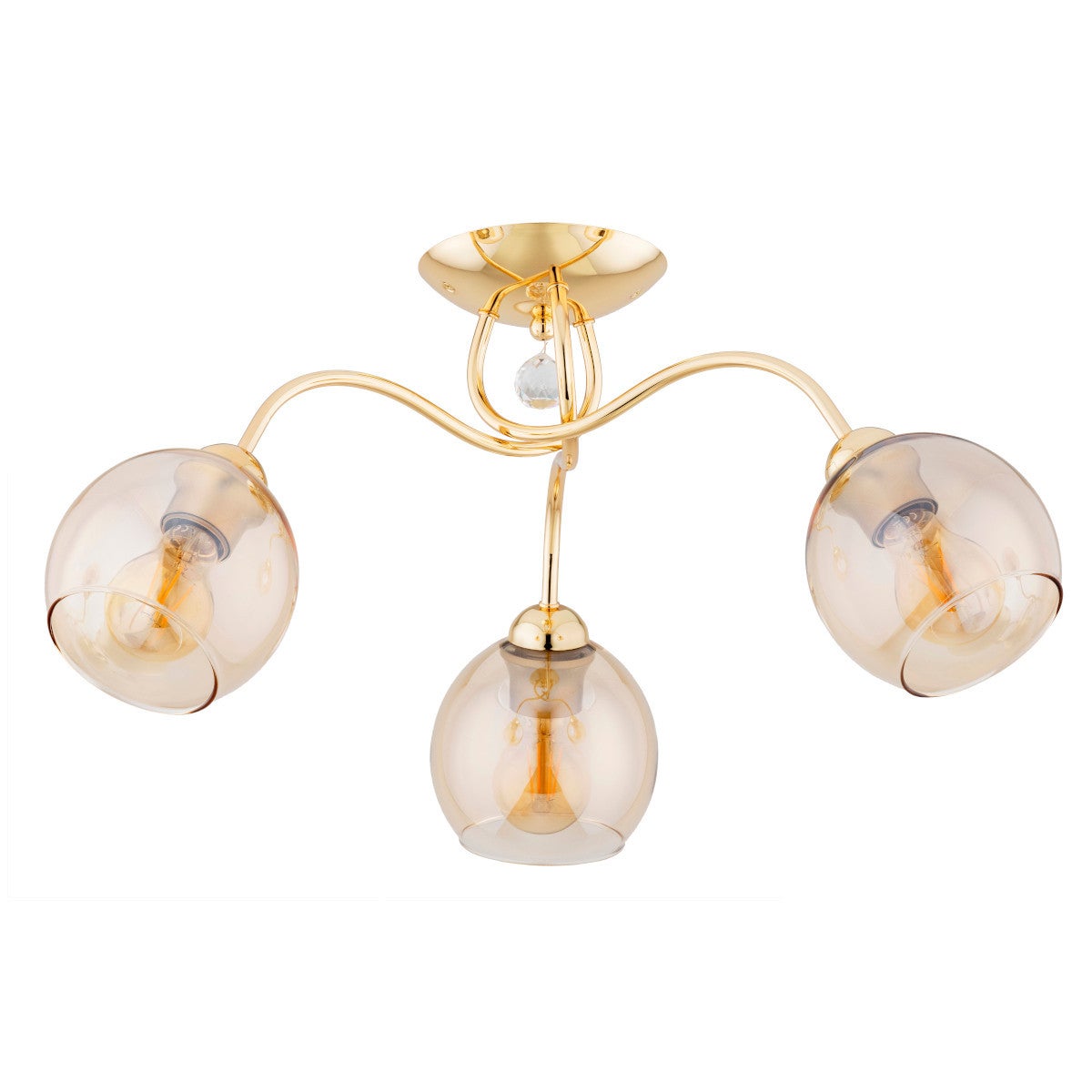 Lampa sufitowa wisząca Amarillo złoto-bursztynowy 3xE27x15W kryształowa wym: 30 x 59 x 59 cm szkło Alfa