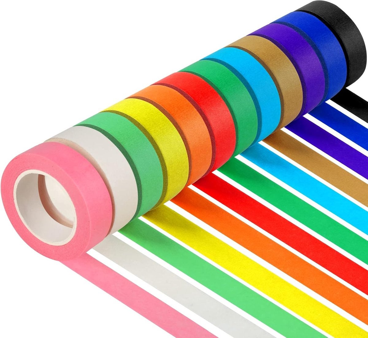12 rolek kolorowej taśmy maskującej, Artykuły plastyczne dla dzieci, Taśma DIY, Rolki kolorowej taśmy, Kolorowa taśma malarska, 1,5 cm...
