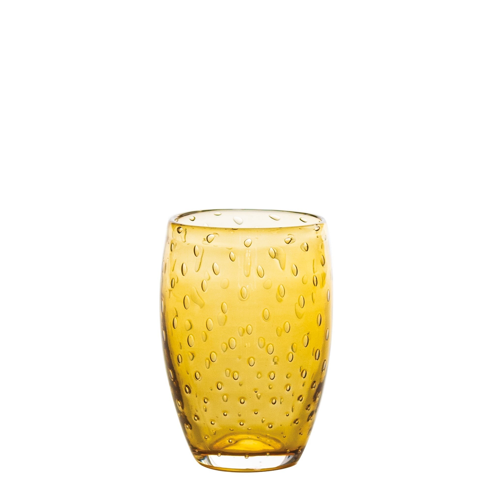 Bolicante Set de 6 căni de culoare chihlimbar din sticlă suflată manual cu efect de bule în stil Murano, 6 bucăți, seria Bolicante