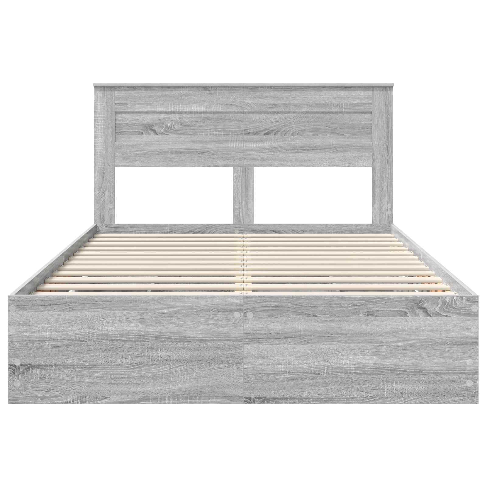 Cadre de lit gris 160 x 200 cm panneau de bois - 8
