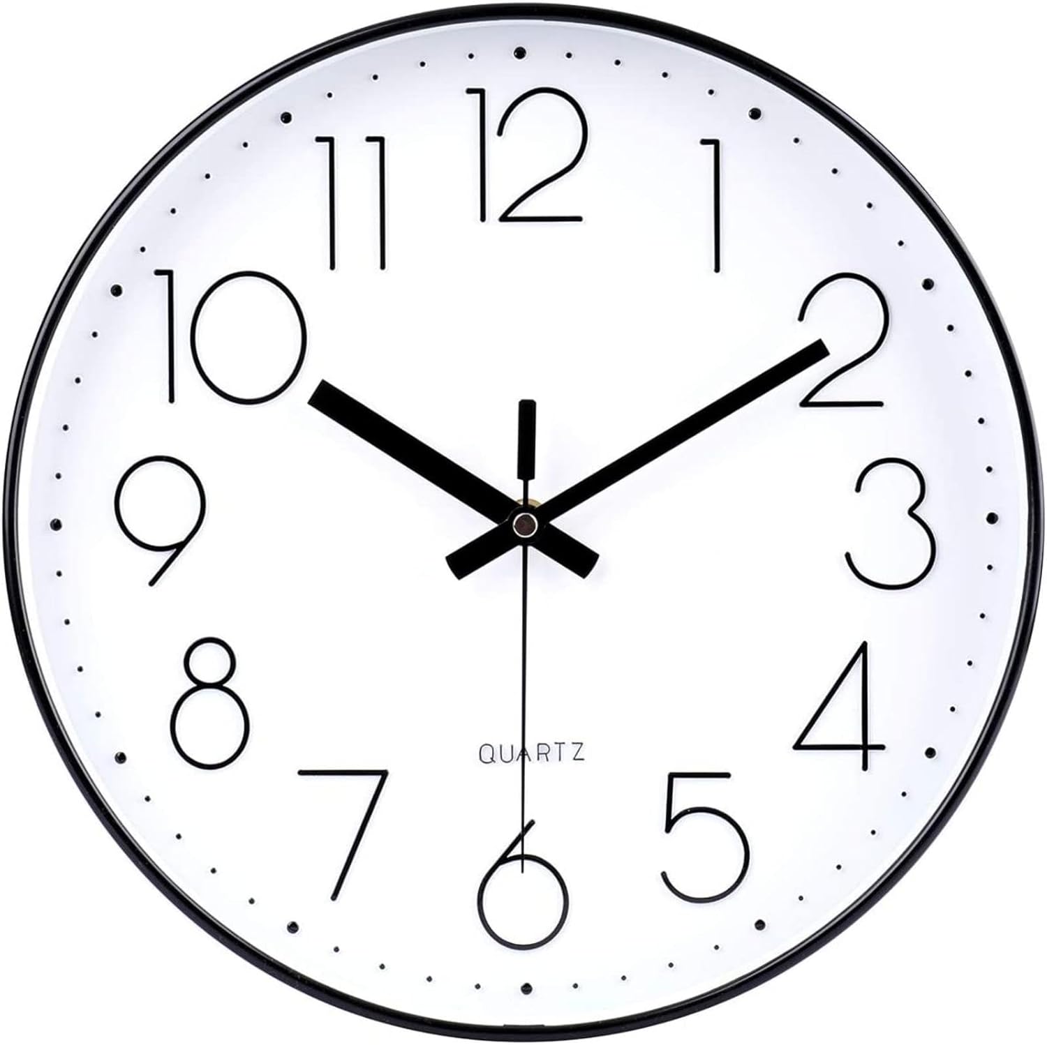 Horloge Murale Noire Silencieuse - Sans Tic-Tac - Diamètre 30 Cm - Décoration Cuisine/Chambre