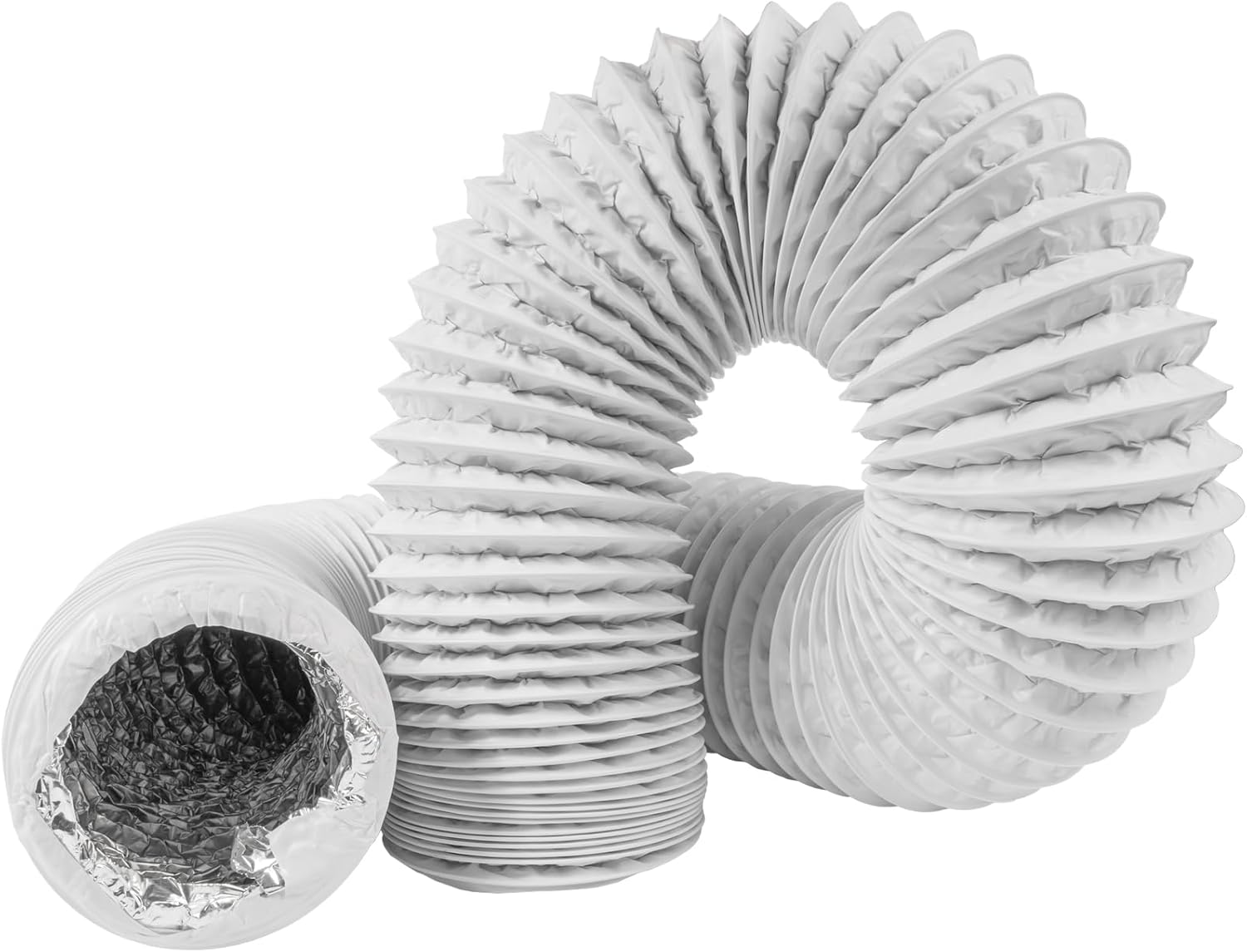 Wąż wentylacyjny - Wąż wyciągowy PVC - Do okapów kuchennych, klimatyzatorów, suszarek bębnowych, okapów - Biały - 150 mm x 6 m