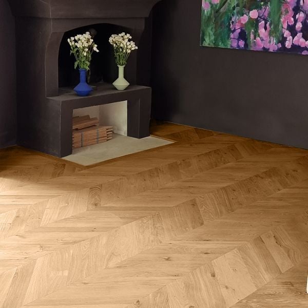 Parquet Chêne Massif Point de Hongrie Vernis Naturel 13mm x 85mm Long. 410mm - Fabrication Française - Choix Authentique