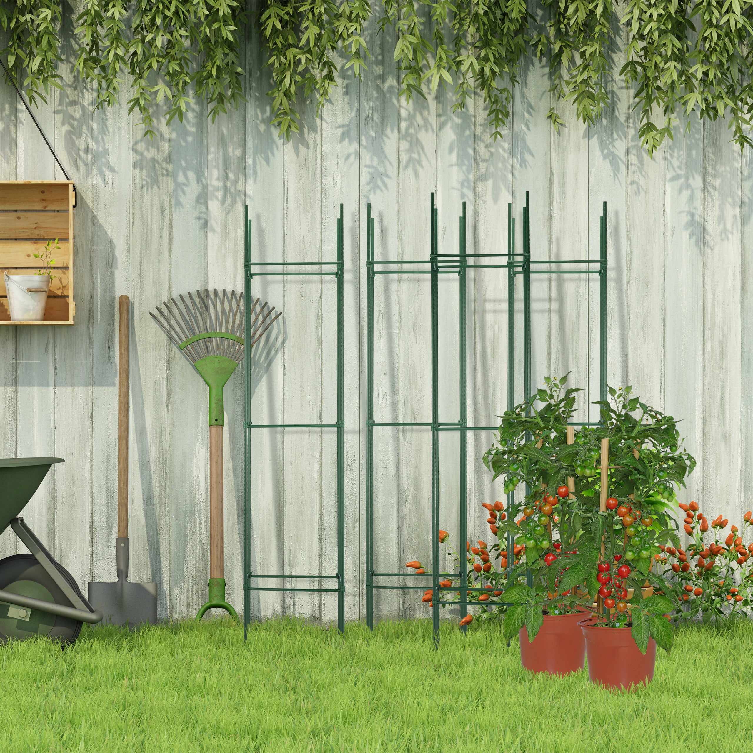 Set 4 Supporti Per Rampicanti Relaxdays - 150 Cm, Verde, Per Piante E Orto