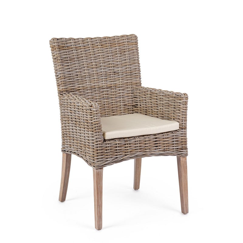 Zestaw 2 krzeseł do jadalni z mahoniu i plecionki kubu z poduszką, naturalny