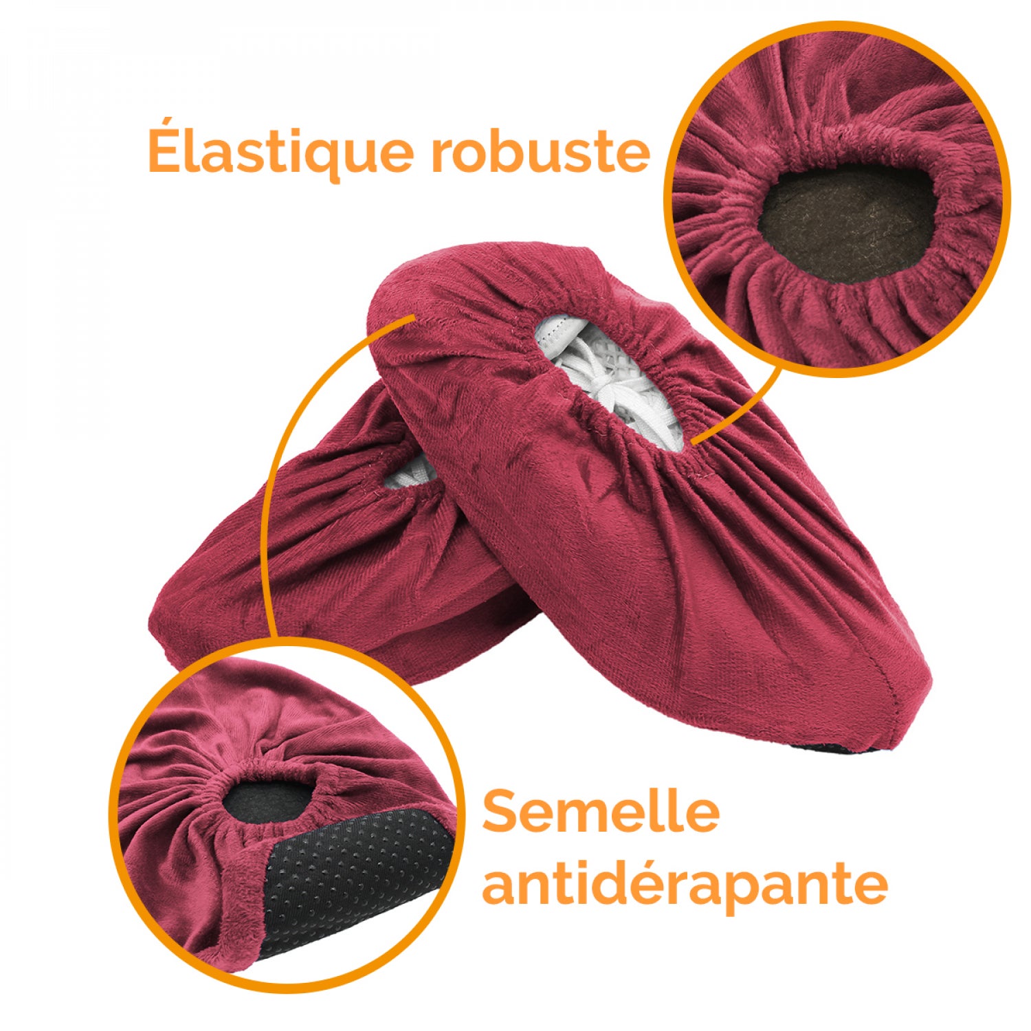 Lot de 20 paires de surchaussures lavables antidérapantes - Prune - Vivezen - 2