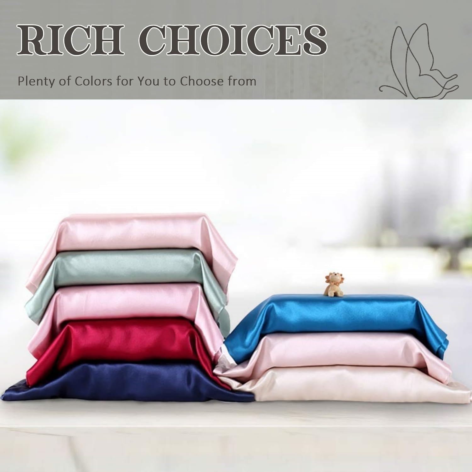 Fronha de cetim sedoso para cabelo e rosto - Conjunto de 2 - Antirrugas - Zíper invisível - 50 x 75 cm - 7